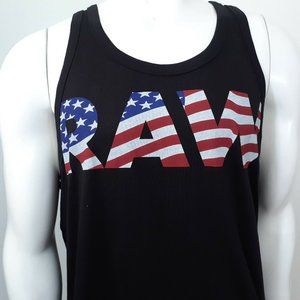 G-Star Raw Black Flag Logo Sleeveless Graphic Casual Tank Top Size Large